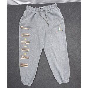 Jordan Jumpman Sweatpants Large Gray Multicolor Logo Joggers Athletic Pants